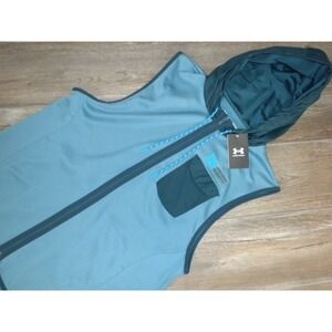 Under Armour Hoodie Vest L Blue UA Storm 1 Armour Fleece Loose Fit 1362688 NWT